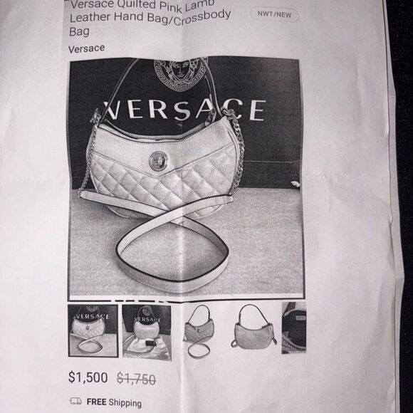 Brand new Versace shoulder bag / crossbody Pink Quilted Women's Bag with cert - Picture 9 of 9